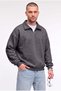 Men's Anthracite Colored Half Zipper Polo Collar Oversize Loose Fit 3 Thread Ribbed Sweatshirt - 3
