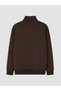 Brown Mock Neck Men's Thick Sweatshirt - 6