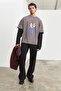Triathlon Men's Organic Cotton Double Look Long Sleeve Gray / Black T-Shirt - 2