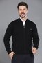 Black Men's Dad and Middle-Aged Knitwear Double Pocket Acrylic Classic Fit Zippered Cardigan