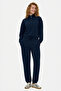 ANNIE Navy Blue Slim-Fit Embroidered Standard-Fit Women's Pique Sweatpants - 2