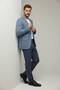 İnterview 100% Wool Textured Fabric Blue Jacket - 6