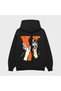 Women's Men's Unisex V El Orange Back Patterned Printed 100% Cotton Oversize Hooded Sweatshirt Hoodie - 5