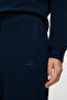ANNIE Navy Blue Slim-Fit Embroidered Standard-Fit Women's Pique Sweatpants - 4