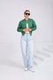 Women's Stand Collar Bomber Jacket with Pockets and Elastic Waist - 7