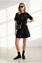 Women's Black Stoned Mini Flared Skirt Knitwear Set Tkm-19000521 - 4