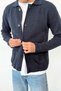 Men's Shirt Collar Buttoned Double Pocket Cardigan Navy Blue - 26121 - 2