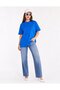 Blue Women's Oversize Crew Neck Short Sleeve T-Shirt - 2