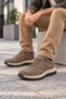 Perra Men's Brown Leather Sneaker - Beige Thick Sole Casual Sports Shoes