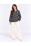 Women's Pearl Detailed Buttoned Crew Neck Long Fleece Knitwear Jacket