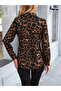 Women's long sleeve leopard print modal shirt blouse with collar and front button closure - 5
