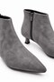 Denis Women's Suede Gray Pointed Toe Low Goblet Heeled Side Zipper Stylish Boots - 5