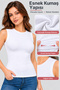 Women's Zero Sleeve Badi Undershirt T-Shirt (Tutku Authorized Seller) 94% Cotton 6% Elastane 6 Pieces – White - 3