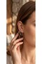 Gold Color Zircon Stone Asymmetrical Dangle Steel Earring Set of 3 - Tarnish Resistant - 2