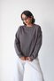 Women's Oversize Basic Crew Neck Sweatshirt Anthracite – 3 Thread Ribbed Fleece - 4