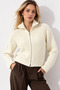Women's Ecru Double Zipper Soft Textured Knitwear Cardigan - 4