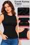Women's Zero Sleeve Badi Undershirt T-Shirt (Tutku Authorized Seller) 94% Cotton 6% Elastane 1 Piece – Black - 3