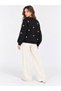 Women's Pearl Detailed Buttoned Crew Neck Long Fleece Knitwear Jacket - 4