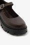 Brown Genuine Leather Serrated Thick Sole Buckle Women's Loafer Shoes - 2