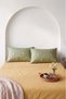 Yellow Green Daisy Double Elastic Bed Sheet Set 160X200 cm - 3 Pieces - 2