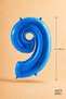 Blue Foil Balloon Number 9 16 Inch 40 Cm, 9 Year Old Balloon, Birthday Party Decoration - 2