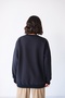 Women's Oversize Basic Crew Neck Sweatshirt Navy Blue – 3 Thread Ribbed Fleece - 8