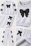 Gray Girl's Butterfly Embroidered Shawl-Like Tracksuit Set 24977 - 6