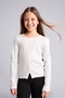 Cotton Fitted Buttoned Collar Ribbed Long Sleeve Light Gray Melange T-Shirt Girl Child I1975A826Au - 2