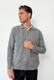 Men's Shirt Collar Buttoned Double Pocket Cardigan Gray - 26121 - 4