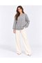 Women's Pearl Detailed Buttoned Crew Neck Long Fleece Knitwear Jacket - 7