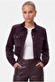 Women's Daniel Lined Pocket Detailed Buttoned Crop Lux Plum Jacket - 3