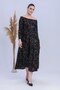 Women's Black Chain Pattern Boat Neck Plus Size Maxi Dress - 4