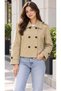 Women's Beige Epaulet Buttoned Lined Short Trench Coat - 6