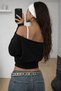 Women's Double Breasted Collar Long Sleeve Crop Blouse - 3