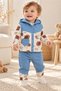 Baby boy teddy bear print hooded vest long sleeve t-shirt 3-piece set 3-6 months - 2