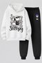 Snoopy Printed 3-Yarn Quality Soft Texture Sweatshirt and Sweatpants Children's Winter Top-Bottom Set