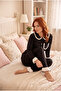 Women's Italian Bamboo Baby Collar Ruffled Chest Pocket Detailed Front Buttoned Long Sleeve Pajama Set - 5
