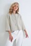 Women's dark beige button-down crew neck custom design cropped jacket alc-x14647 - 3