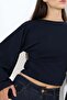 Women's Soft Textured Sleeve Wide Mouth Gathered Long Sleeve Blouse 22372 - 2
