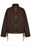 High Collar Waist Tie Detailed Jacket - Brown Brown