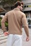 Mink Stand Collar Half Zipper Striped Men's Knitwear Sweater E7535 - 3