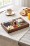 6-Compartment Rectangular Acacia Breakfast Snack Bowl Multi-Functional Serving Tray - 4
