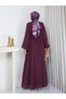 Buttoned Belted Lined Hijab Dress Rc6061 - 9