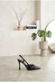Women's Patent Leather Cross-Strapped Thin Heeled Shoes Pointed Toe Open Back Slingback Evening Dress Shoes - 2