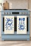 Yes Chef Fork Spoon and Kitchen Text Printed Blue and White 2-Piece Kitchen Towel Set 35X55