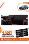 Fiat Albea (2005-2012) Compatible Front Glove Box Protection Cover Carpet Cover - Black-Red - Fi003
