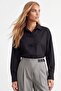 Women's black knit button detailed shirt alc-x15897