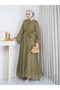 Buttoned Belted Lined Hijab Dress Rc6061 - 3