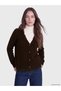 Ozmarka New Season Brown V-Neck Lace Detailed Women's Knitwear Cardigan