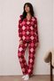 Women's Buttoned Winter Home Red Pajama Set